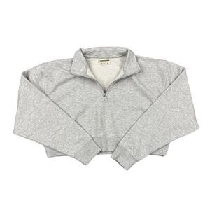 Karmagawa - Save The Reef Cropped Quarter Zip Sweatshirt in Gray & White
